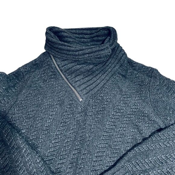 Giorgio Armani A/X Blue Grey Zip neck Collared Chunky Sweater Size Medium - Picture 4 of 6